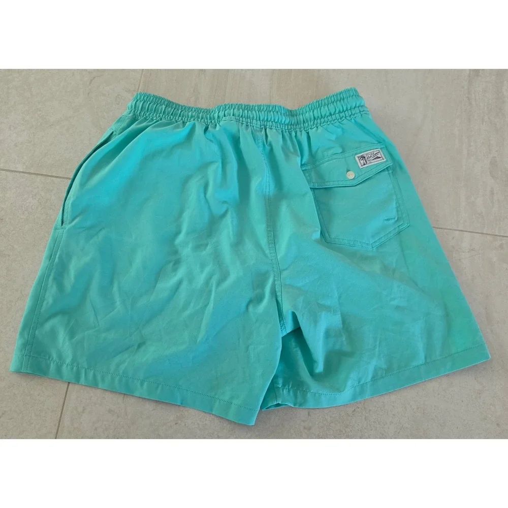 Polo Ralph Lauren Mens Turquoise Blue Pink Pony Swim Trunk Shorts preppy SZ L